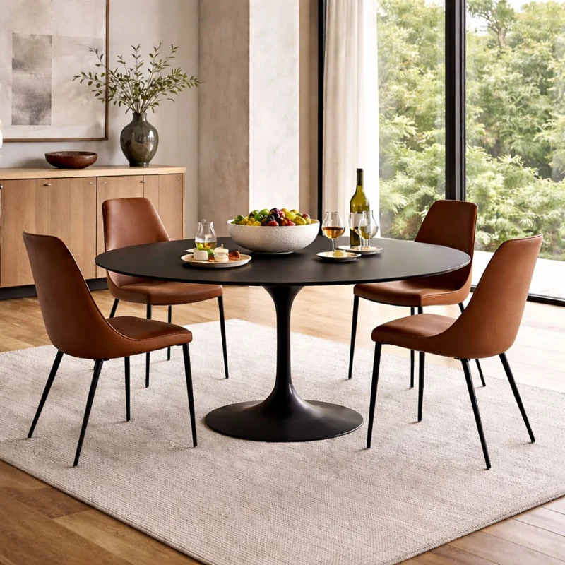Round Large Tulip Dining Table Ø137–180 cm - Laminate & Oak