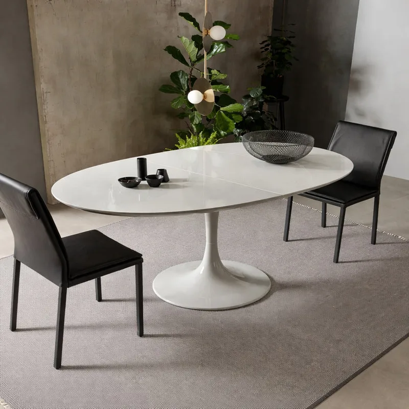 Extendable Oval Tulip Dining Table 160–180 cm - Laminate & Solid Oak
