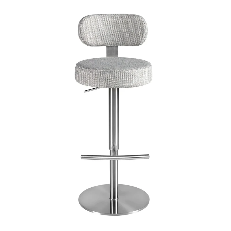 Sgabello girevole in tessuto grigio chiaro screziato