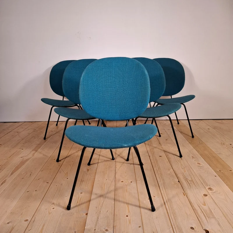 Set di Sei Sedie W.H. Gispen Modello "Kembo 301" – Design Olandese Mid-Century Modern, Anni '60