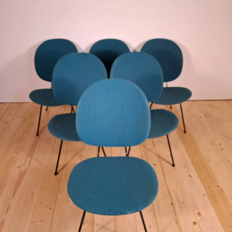 Set di Sei Sedie W.H. Gispen Modello "Kembo 301" – Design Olandese Mid-Century Modern, Anni '60
