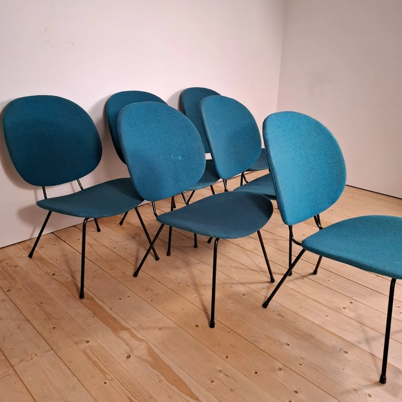 Set di Sei Sedie W.H. Gispen Modello "Kembo 301" – Design Olandese Mid-Century Modern, Anni '60