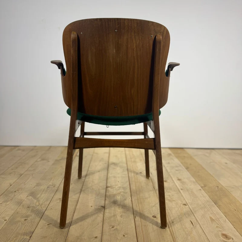 Sedia di Hans Olsen per Krause’s Møbelfabrik – Design Danese Mid-Century con Tessuto Kvadrat Originale