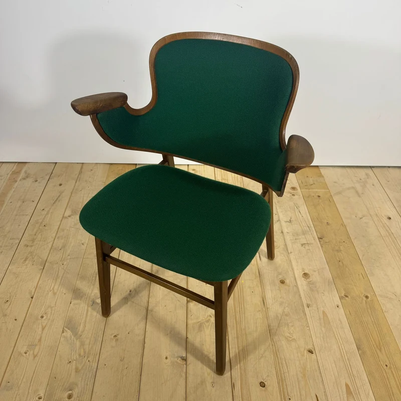 Sedia di Hans Olsen per Krause’s Møbelfabrik – Design Danese Mid-Century con Tessuto Kvadrat Originale