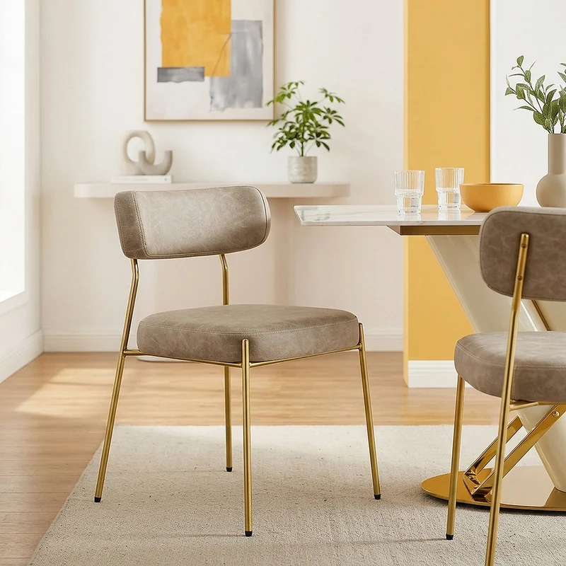 Sedia Ecopelle dorate - Diana Beige