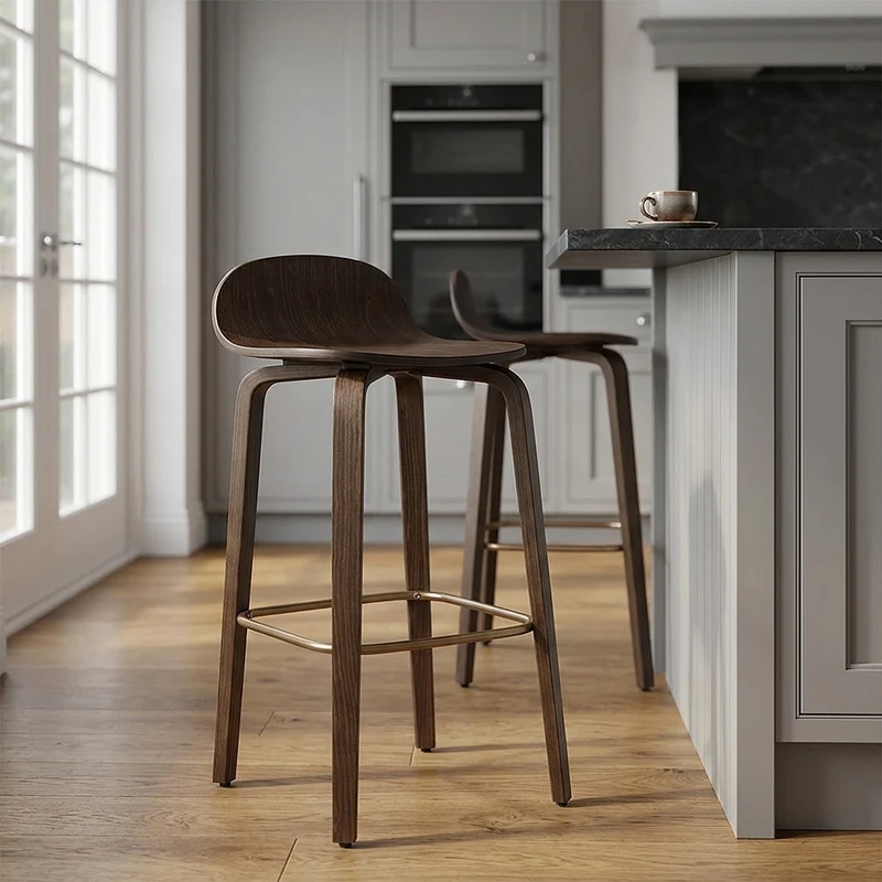 Sgabello legno scuro - Curve Legno