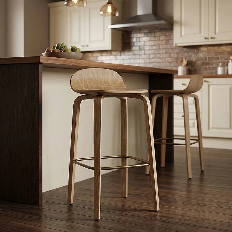Sgabello Legno Chiaro - Curve Legno