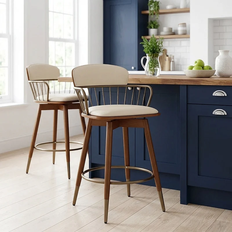 Sgabello Ecopelle Legno - Opera Crema