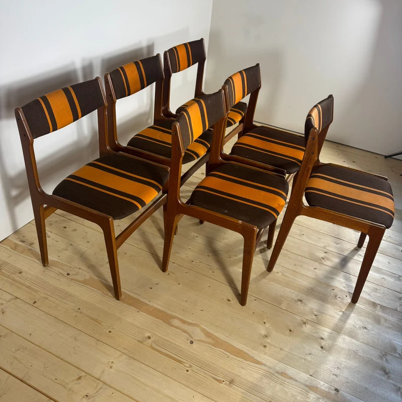 Set di 6 Sedie Vintage in Teak – Attribuite a Erik Buch (Anni '60)