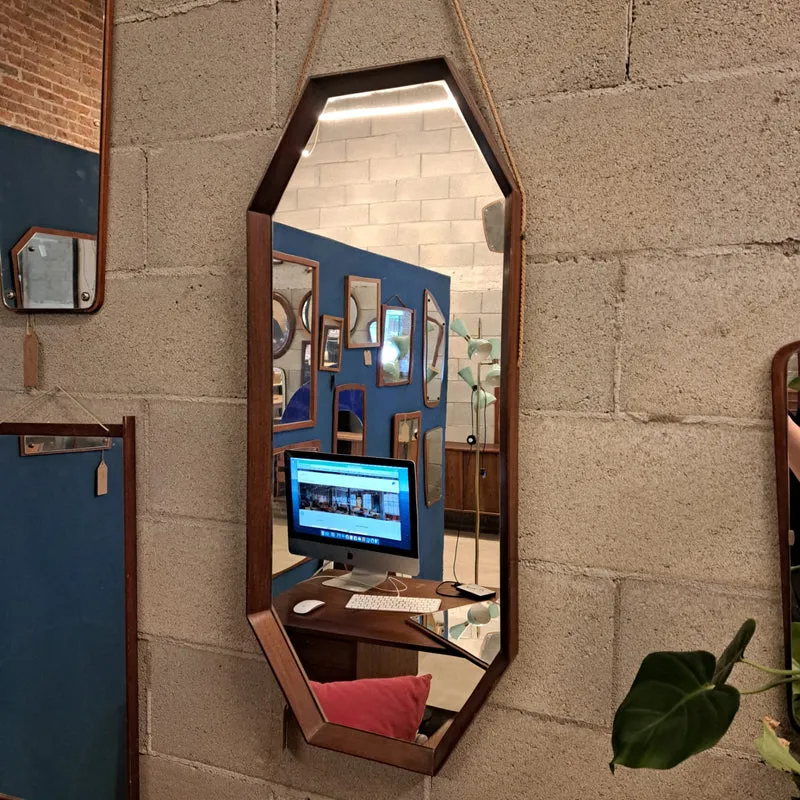 Specchio Ottagonale in Teak Massello – Design Danese (Anni '60)