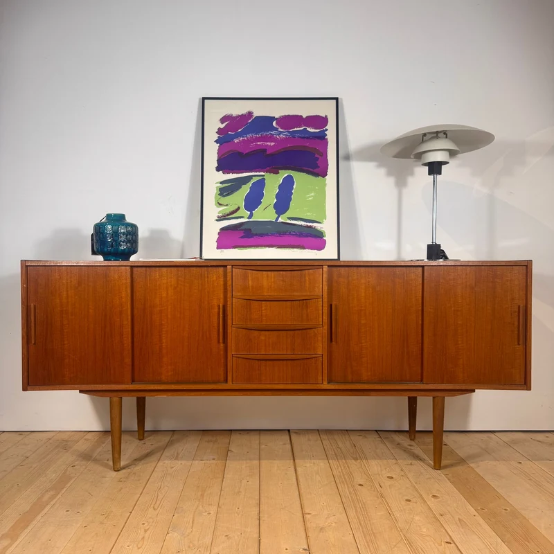 Sideboard danese a quattro cassetti in teak, anni ’60
