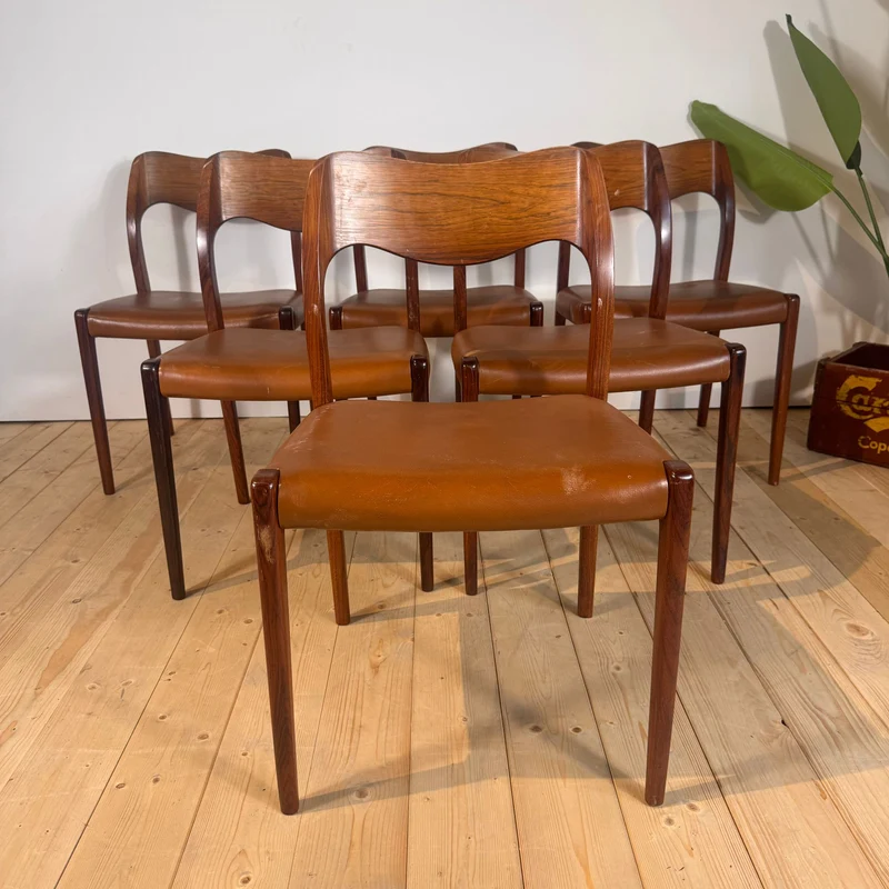 Set di 6 sedie Model 71 di Niels Otto Møller, anni ’60
