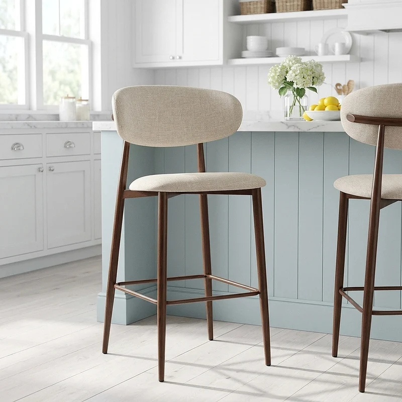 Sgabello Tessuto Noce - Harrow Crema