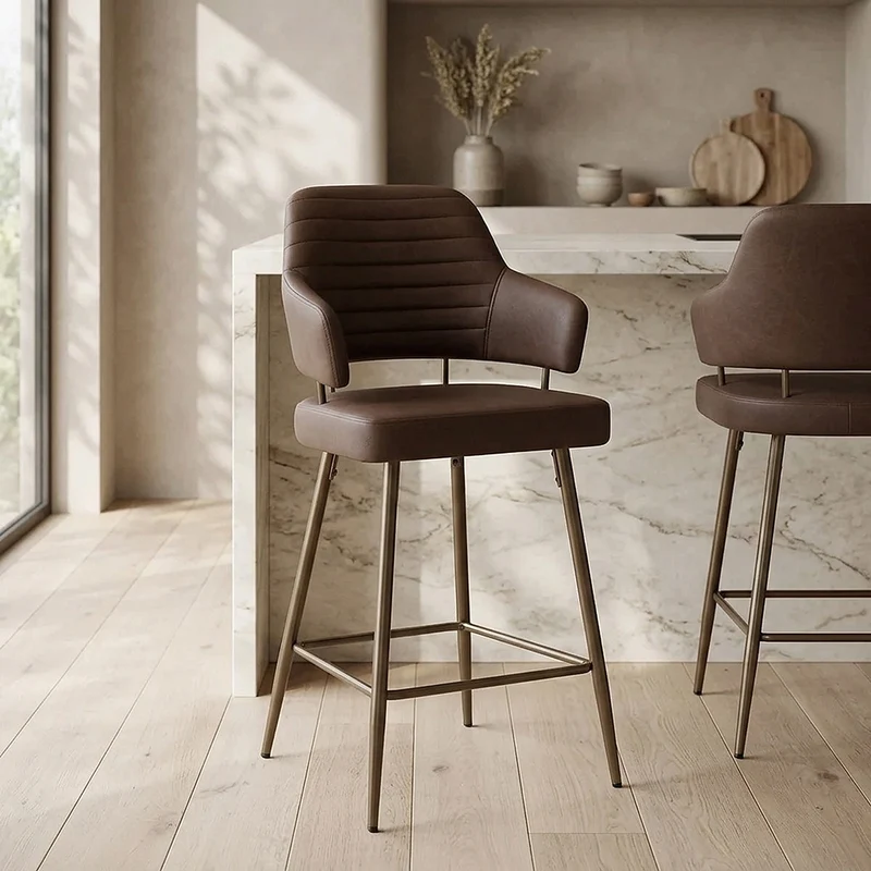 Sgabello Ecopelle Bronzo - Hampton Marrone