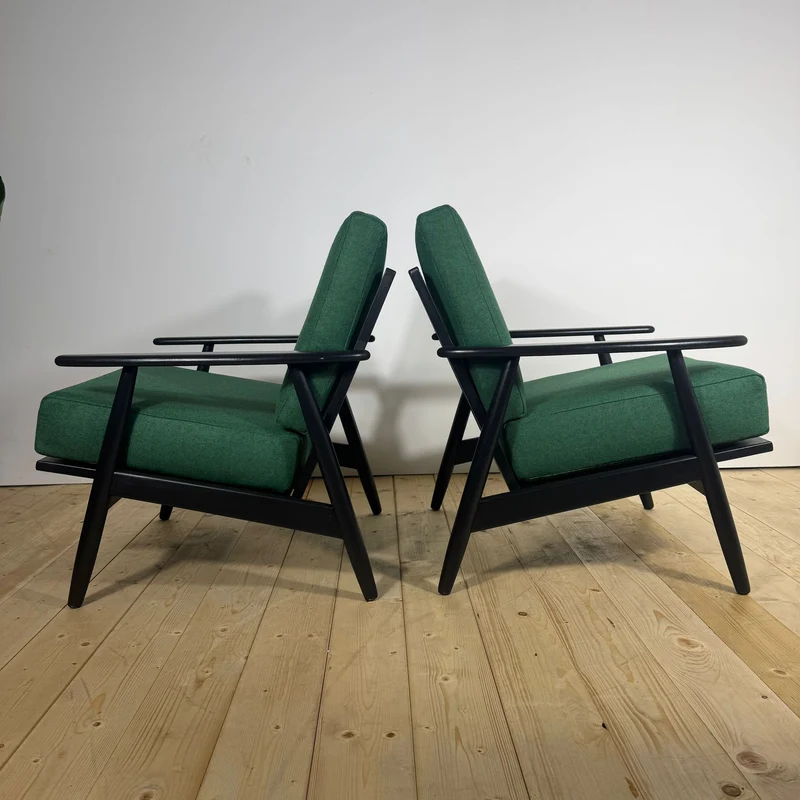 Coppia di Poltrone Danesi Anni ’60 – Sedute Mid-Century in Teak e Tessuto