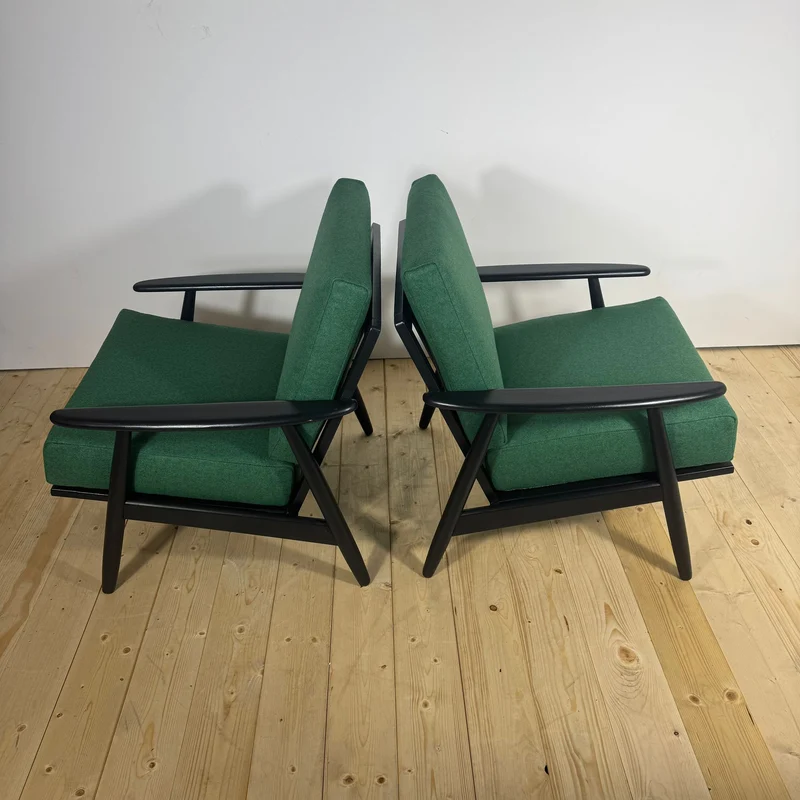 Coppia di Poltrone Danesi Anni ’60 – Sedute Mid-Century in Teak e Tessuto