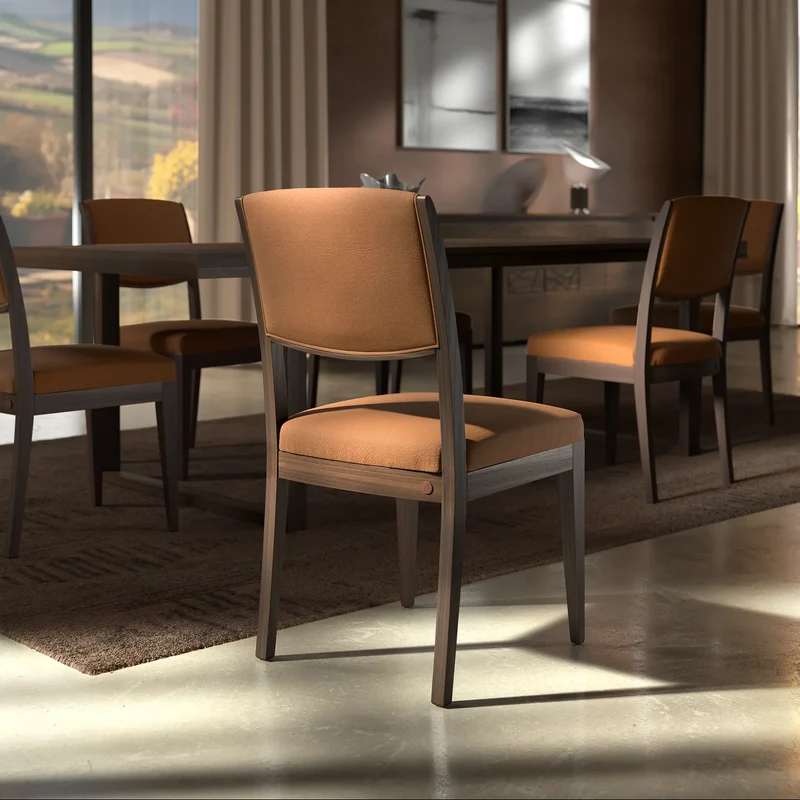 Tavolo Rettangolare in Noce 180×100 con 6 Sedie in Pelle – Modigliani