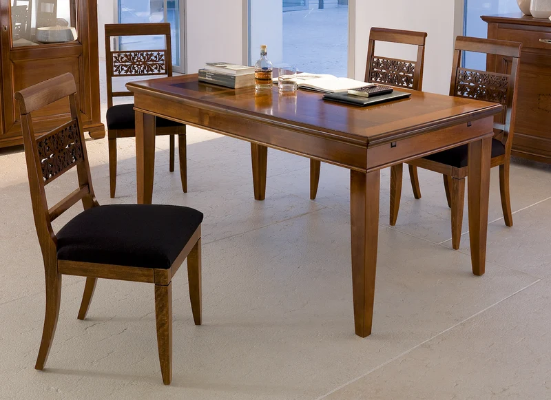 Tavolo Rettangolare Allungabile 180×100 con 4 Sedie in Pelle Arte