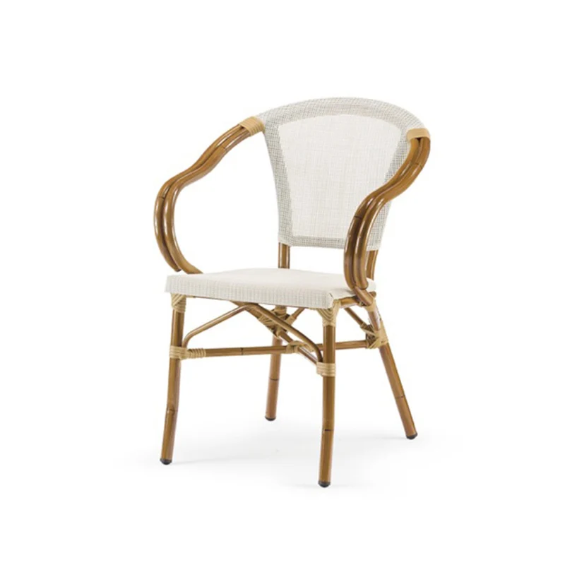 GS 950 French Bistro Outdoor Armchair – Rattan-Effect Aluminium Café Chair