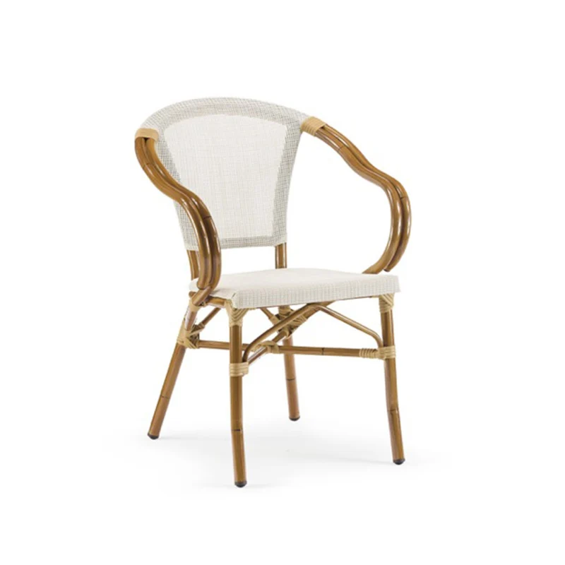 GS 950 French Bistro Outdoor Armchair – Rattan-Effect Aluminium Café Chair