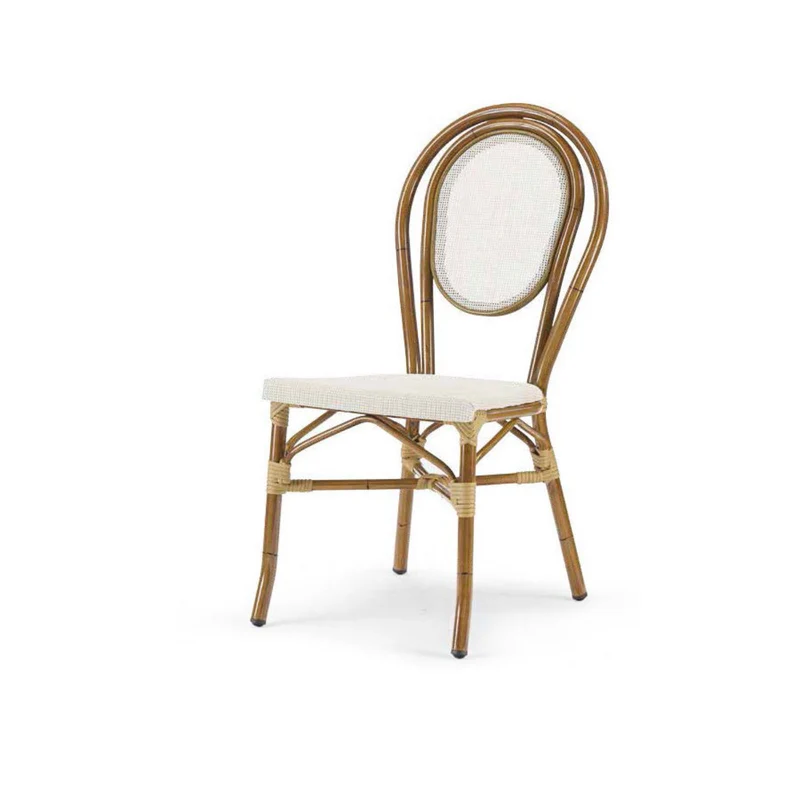GS 955 French Bistro Outdoor Dining Chair – Rattan-Effect & Aluminium Café Seating