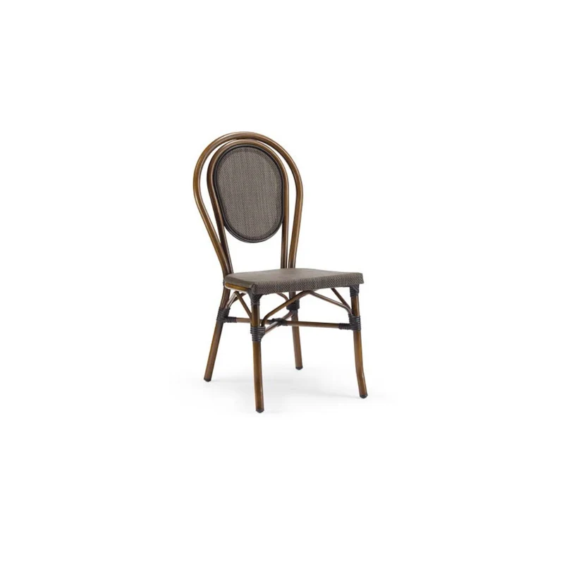 GS 955 French Bistro Outdoor Dining Chair – Rattan-Effect & Aluminium Café Seating
