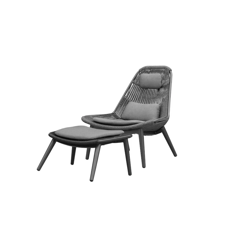Como Lounge Chair with Footstool – Luxury Rope Weave Outdoor Recliner