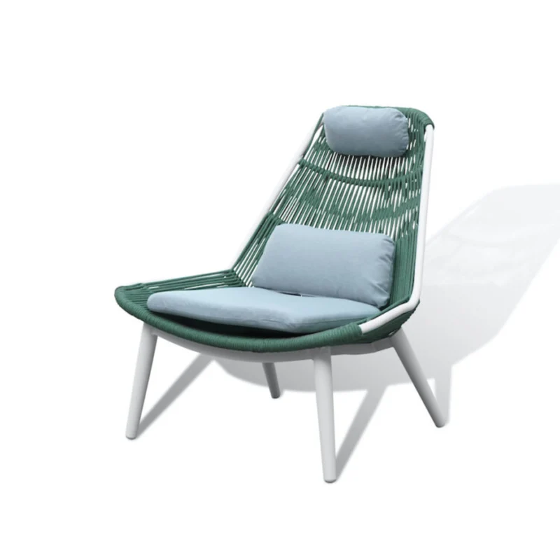 Como Lounge Chair with Footstool – Luxury Rope Weave Outdoor Recliner