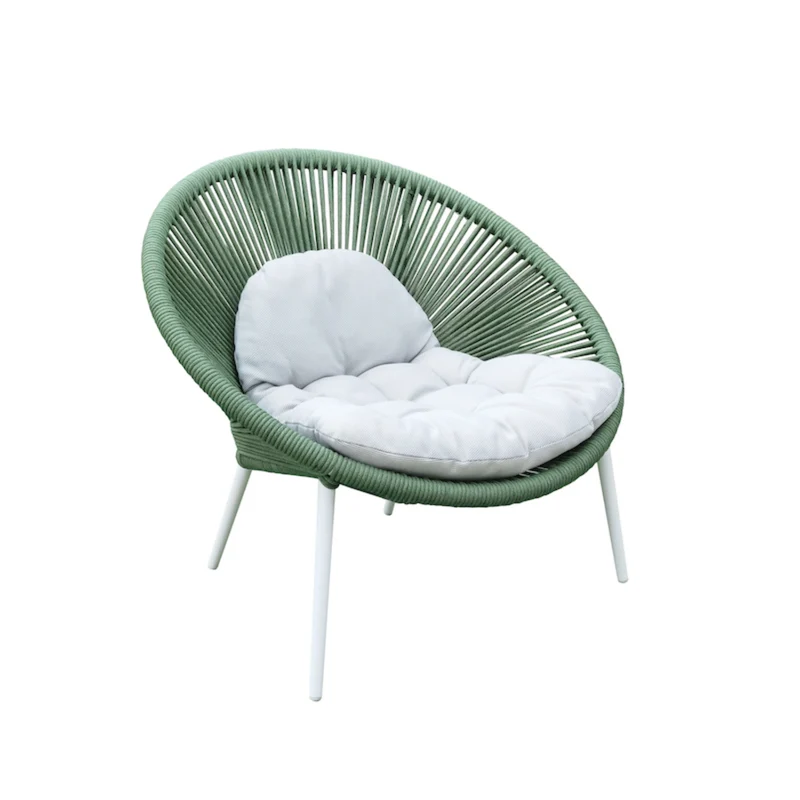 Nancy Lounge Chair – Stylish Rope Weave Outdoor Accent Chair with Cushions