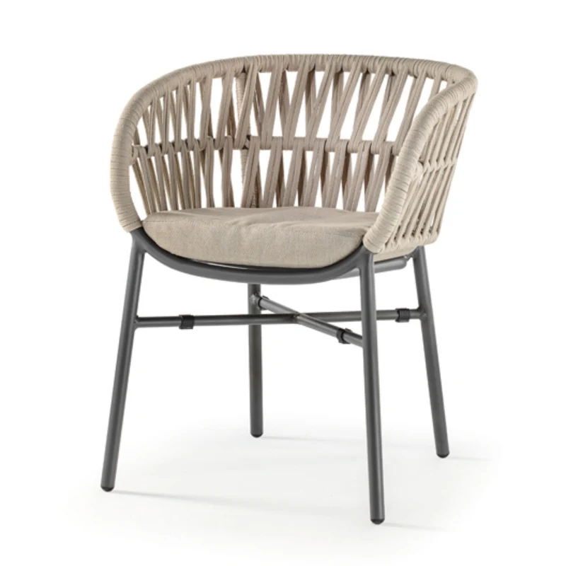 Tahiti Rope Armchair – Elegant Outdoor Chair with Aluminium Frame & Cushion