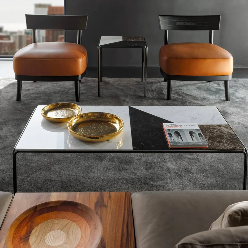 Ragtime Coffee Table – Italian Marble & Metal Minimalist Design