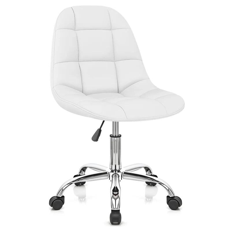 Sedia Ecopelle Cromato - Rochelle Ufficio Bianco