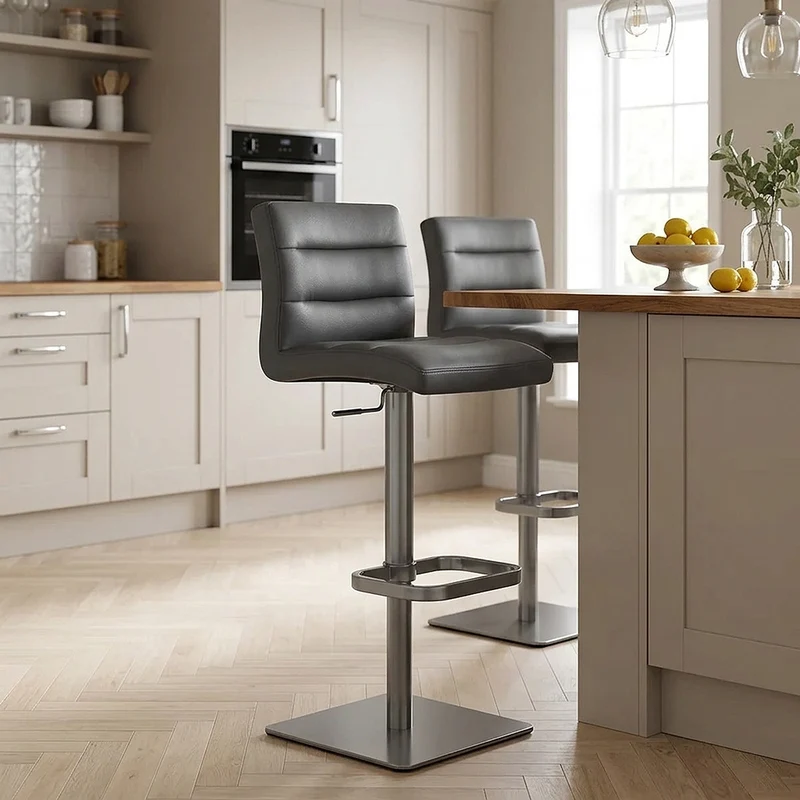 Sgabello Vera Pelle Graffite - Lush Grigio scuro