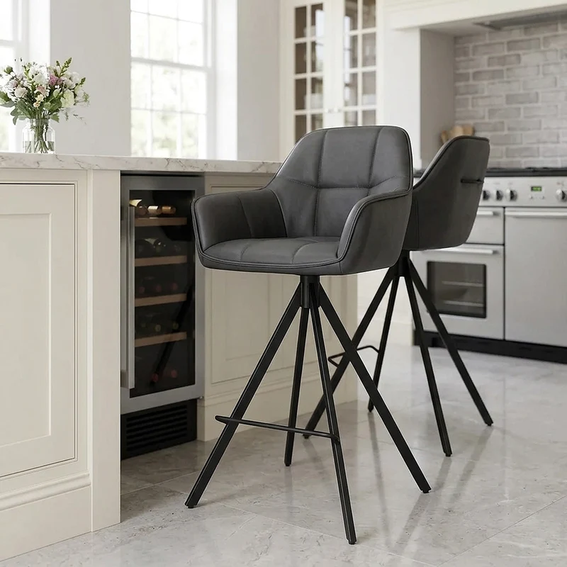 Sgabello Ecopelle - Venice Grigio scuro