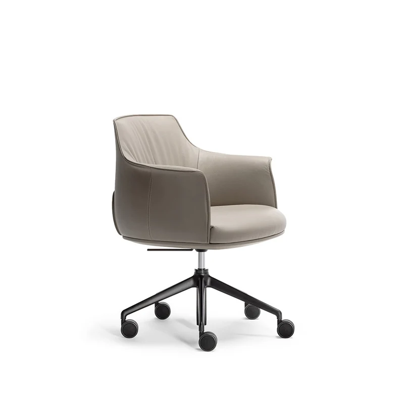 Leather Office Chair with Wheels ARCHIBALD TASK by Jean-Marie Massaud for Poltrona Frau