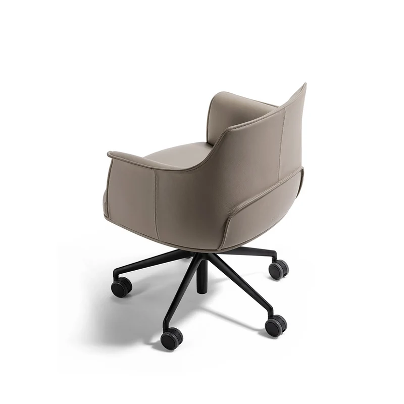 Leather Office Chair with Wheels ARCHIBALD TASK by Jean-Marie Massaud for Poltrona Frau