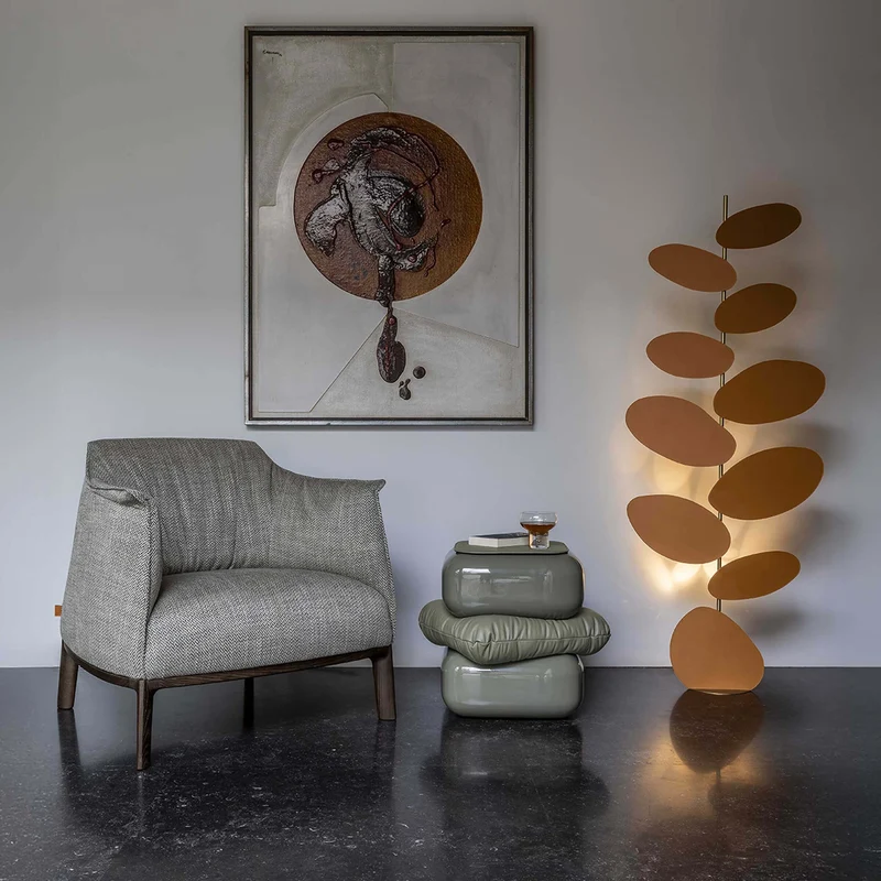 Wood and Leather Side Table SQUASH by Faye Toogood for Poltrona Frau