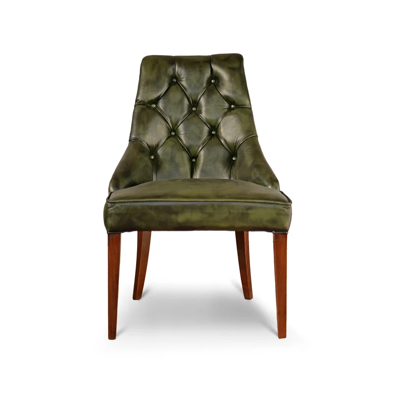 Sedia Chesterfield Casadei Pelle Primo Fiore - Gambe Legno di Faggio Massello