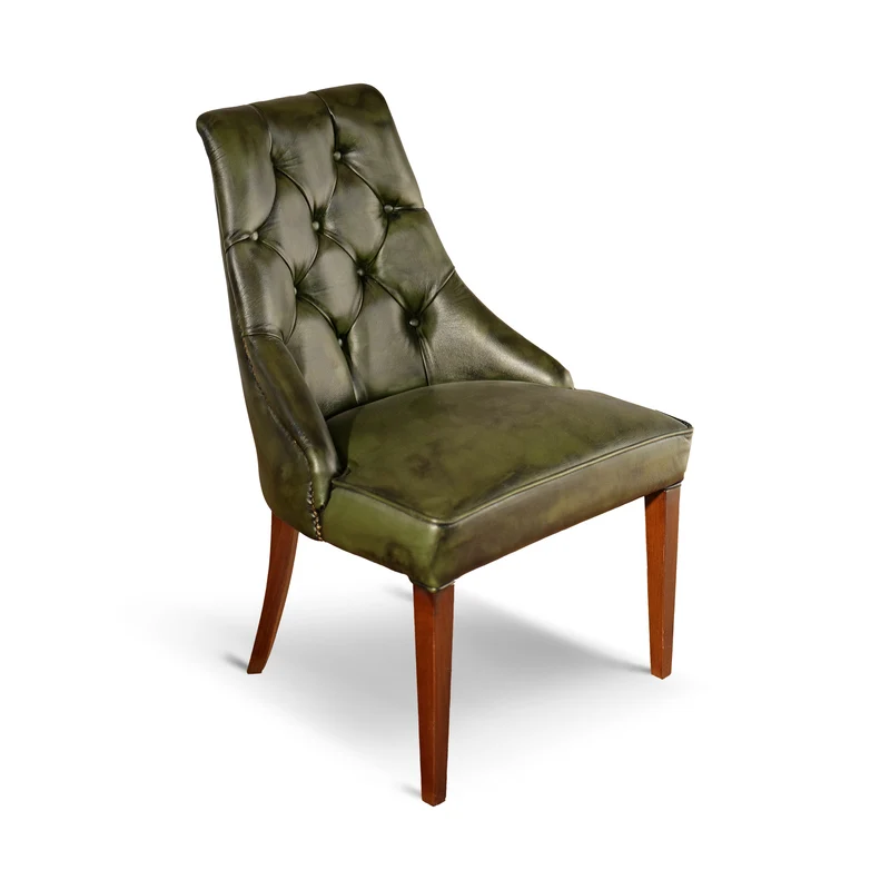 Sedia Chesterfield Casadei Pelle Primo Fiore - Gambe Legno di Faggio Massello