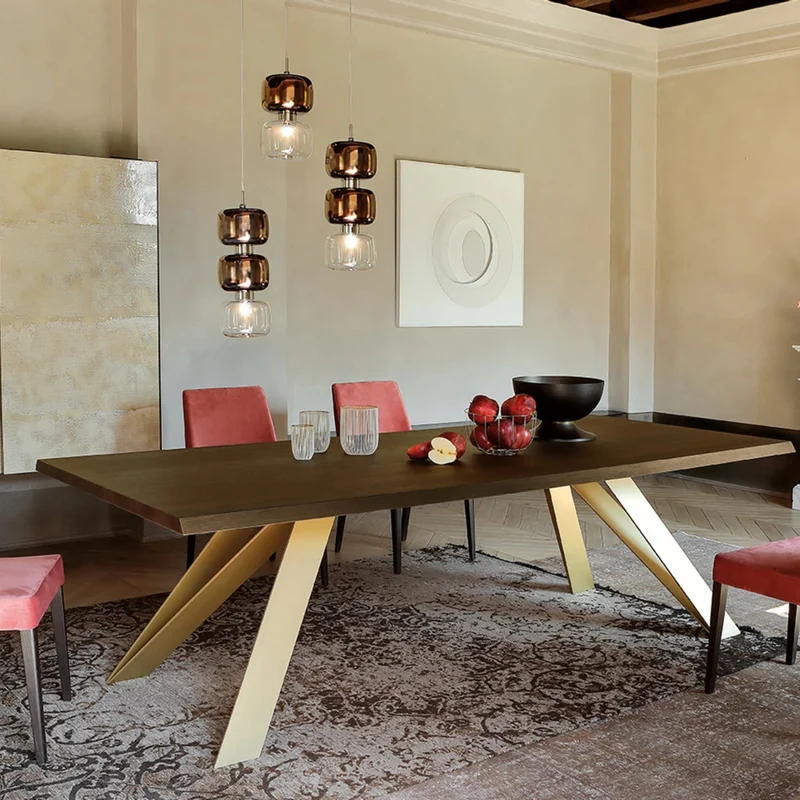 Celtis Dining Table – Metal Net Base & Wooden Details | Italian Craftsmanship