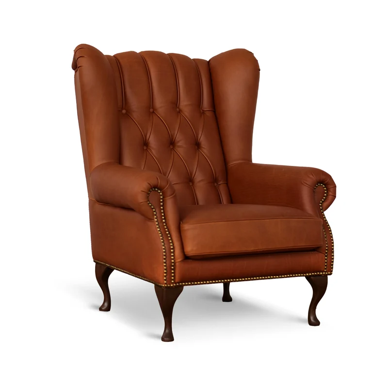 Poltrona Chesterfield Bergere Regina Pelle Fiore Premium - Design Iconico
