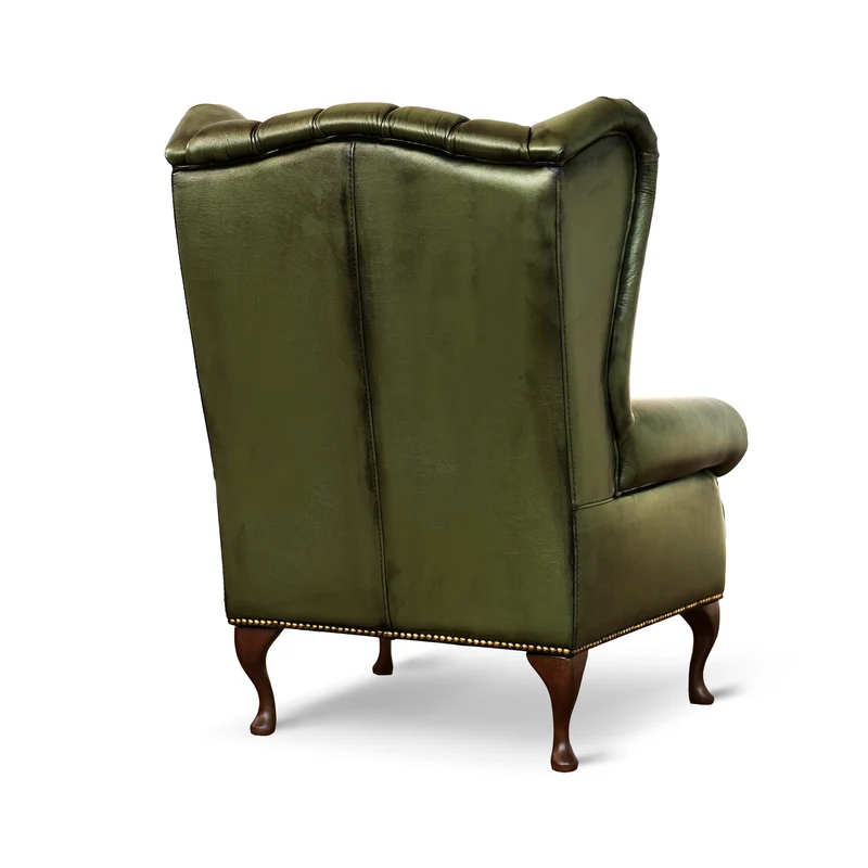 Poltrona Chesterfield Bergere Regina Pelle Fiore Premium - Design Iconico
