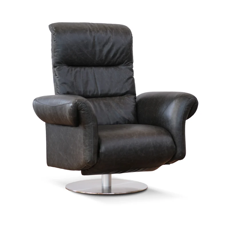 Poltrona relax elettrica girevole Musa pelle fiore antracite