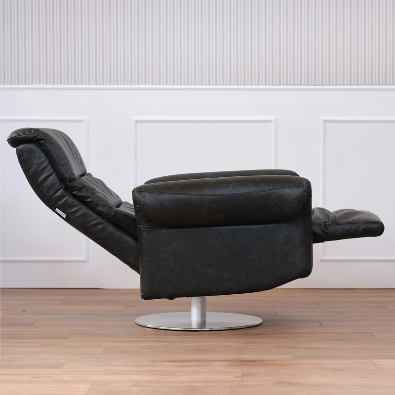 Poltrona relax elettrica girevole Musa pelle fiore antracite