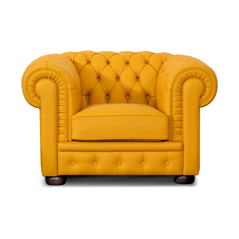 Poltrona Chesterfield Pelle Fiore Premium - Design Iconico