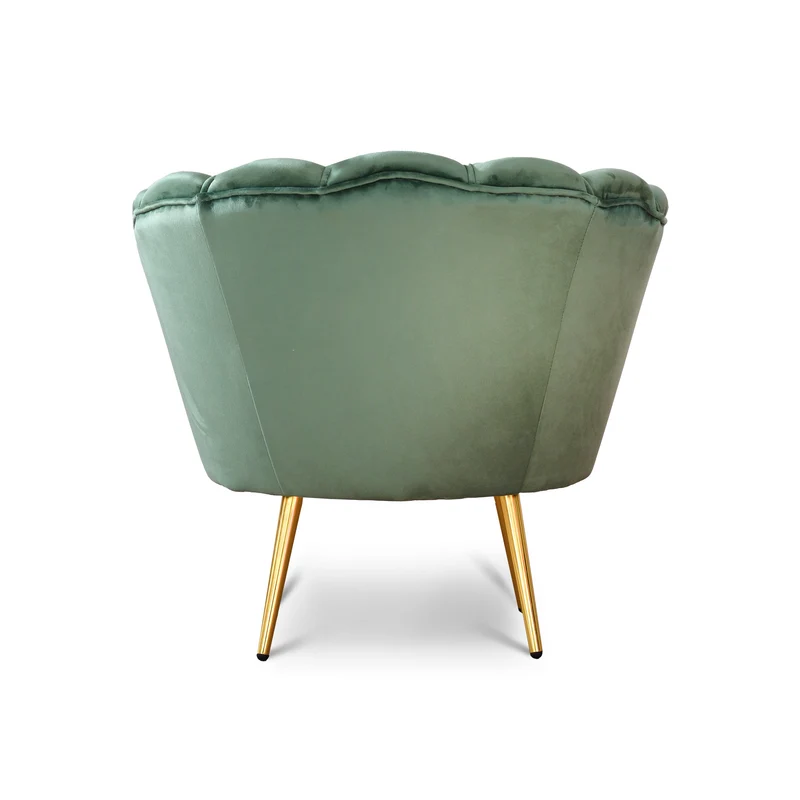 Poltrona Maia in Velluto Verde Menta, Monocolore o con retro in Microfibra Fantasia Esotica, Gambe Oro