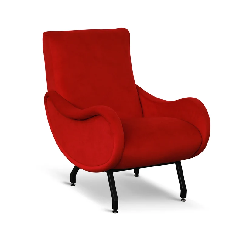 Poltrona Miss velluto rosso struttura nera