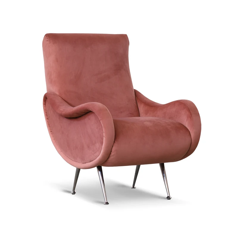 Poltrona Miss velluto rosa antico