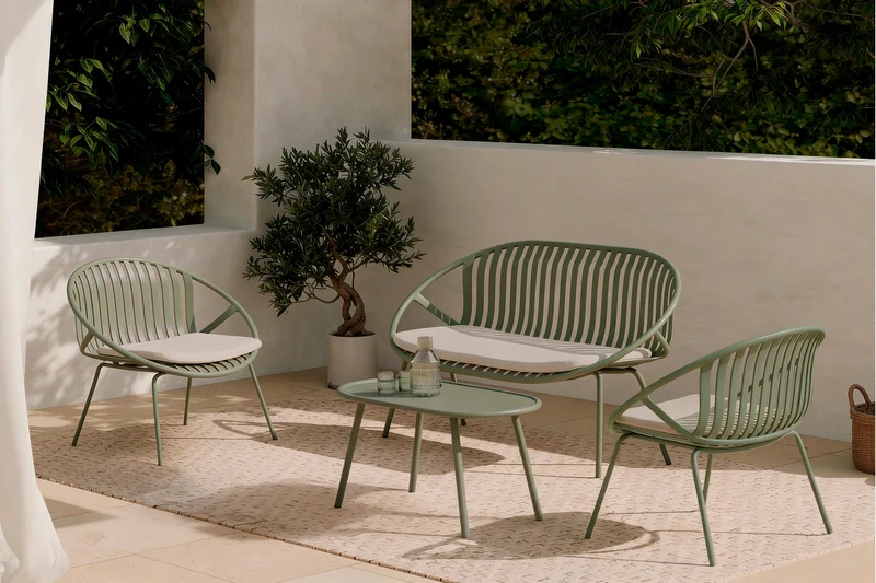 Set da giardino IBIZA – divano, 2 poltrone e tavolino