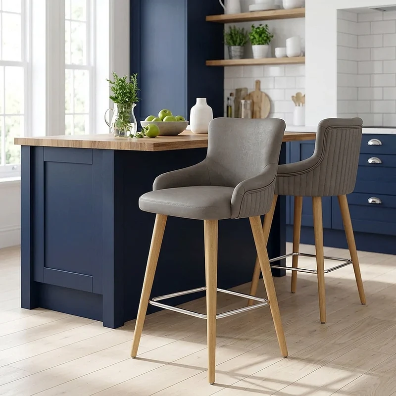 Sgabello Ecopelle - Diablo Legno Grigio